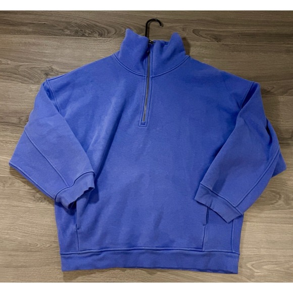 lululemon athletica Tops - Lululemon Sweatshirt Thick Fleece 1/2 Half Zip Oversized Wild Indigo M/L Womens